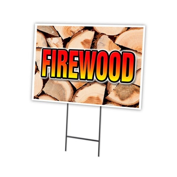 Signmission Firewood Yard Sign & Stake outdoor plastic coroplast window, C-1216 Firewood C-1216 Firewood - main